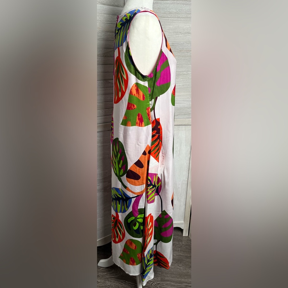 IC Collection Multi-Color Long Duster W/ Leaf Pattern - Picture 6 of 12